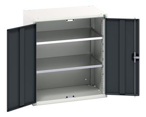 verso shelf cupboard with 2 shelves. WxDxH: 800x550x900mm. RAL 7035/5010 or selected Bott Verso the Bott budget range, lighter duty lower spec cabinets cupboard
